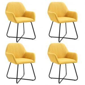 VidaXL Chaises de Salle à Manger Tissu Jaune 4 pcs Jaune