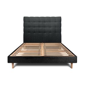 Lit avec tête de lit capitonnee et sommier kit Noir 200x200