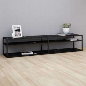 VidaXL Meuble TV Marbre noir 200x40x40,5 cm Verre trempé
