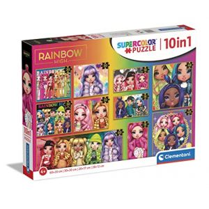 Clementoni 20273 Supercolor Puzzle 10 en 1 Rainbow High-Kinderpuzzle 10 en 1