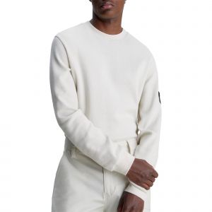 Calvin Klein T-shirt droit maille nid d'abeille manches longues coton Beige Jeans - Couleur Beige - Taille L