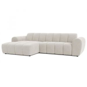 Canapé d'angle gauche 4 places en tissu texturé beige