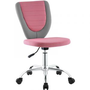 Image de Idimex Chaise de bureau pour enfant FUTURE fauteuil pivotant et ergonomique, siège à roulettes avec hauteur réglable, en mesh rose et gris