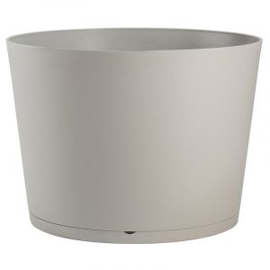 Image de Grosfillex Pot de fleur design Tokyo 36 Diam.36 H.26 - Gris Beige - Extérieur - Soucoupe amovible intégrée