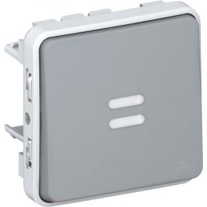 Legrand 069514 Interrupteur ou Va et Vient Témoin Étanche Câblage Existant Plexo Composable IP55, 10AX, 250V, Gris