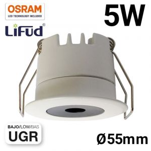 Barcelona led Mini spot LED encastrable 5W faible UGR 55x43,1mm