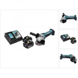Makita DGA 452 RG Meuleuse d'angle sans fil 18 V 115 mm + 2x Batteries 6,0 Ah + Chargeur