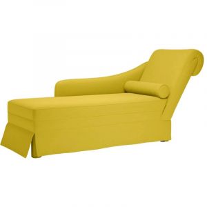 VidaXL Fauteuil long avec traversin et accoudoir droit jaune velours