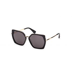 Max Mara Femme MM0136 MILLER-5 01A Lunettes de soleil Acétate Noir Fumée Géométrique Normale