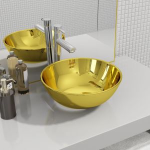 VidaXL Lavabo 28 x 10 cm Céramique Doré