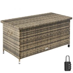 TecTake Coffre de jardin KIRUNA en rotin synth&eacute;tique 120x55x61,5cm 270 L - marron naturel