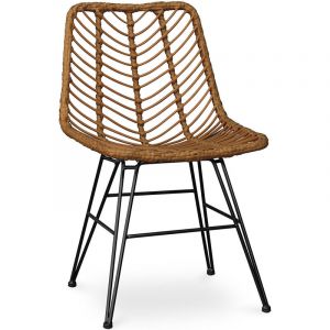 Image de Privatefloor Chaise de salle à manger en rotin - Style Boho - Mia Bois naturel