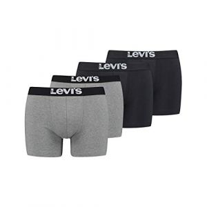 Levi's Men's Solid Basic Boxers (4 Pack) Caleçon, Gris/Noir, M Homme