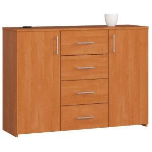 Commode Akord K45 Aulne 110 cm 2 portes 4 tiroirs façade Aulne 4 étagères 110x35x80 cm