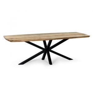 Image de Table &agrave; manger 200 x 100 cm bateau bois massif Taalika - Naturel