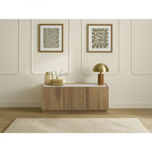 Bobochic Meuble tv 3 portes 120 cm marion effet chêne et travertin