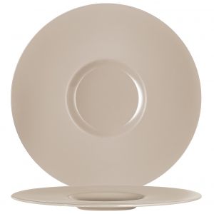 Image de Chef & Sommelier Assiette plate ronde en porcelaine taupe 31cm - Moon