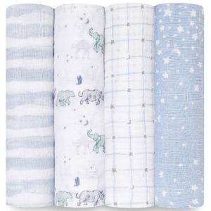 Aden + Anais Pack de 4 maxi-langes grand format en mousseline de coton rising star
