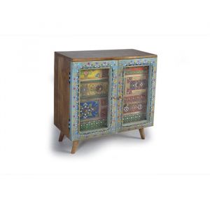 Décoration d'Autrefois Commode en bois manguier peint à la main
