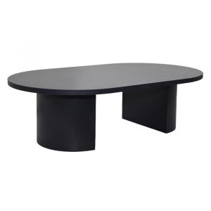 Oviala Table basse ovale 120 cm moderne effet bois noir