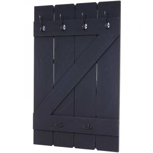 D&eacute;coshop26 Porte manteau mural panneau d'armoire 6 crochets 91 par 60 shabby gris fonce