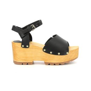 Kickers Sandales Cuir Kick Wedge Wise Noir - Couleur Noir - Taille 40