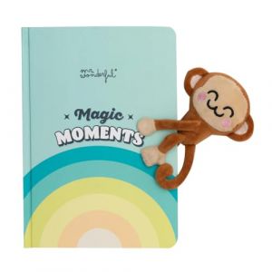 Mr. Wonderful Cahier avec peluche et fermeture magnétique singe - Magic moments - 100% polyester - Comprend 192 pages lignées