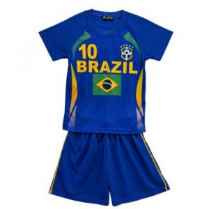 Ensemble Foot Enfant Inspir&eacute; Du Br&eacute;sil &ndash; Maillot + Short Bleu