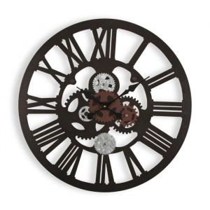 Versa Pendule Murale pour la Cuisine ou le Salon Louisville - 59 x 4 x 59 cm - Horloge murale en Métal - Noir