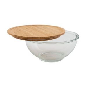 Bol en verre hermétique taille L avec couvercle en bambou 1,4 L
