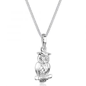 Elli Collier Femme Pendentif de Chouette Animal en Argent Sterling 925