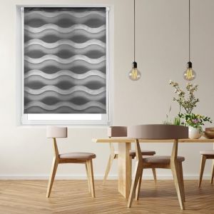 Blindecor Luna Store enrouleur ondulé double couche, Jour nuit. Anthracite, 140 x 150 cm