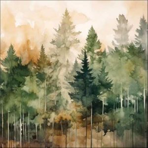 Ambiente Serviette &laquo; For&ecirc;t de sapins Watercolor &raquo;
