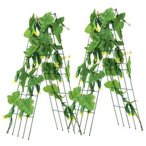VEVOR Treillis de Concombre pour Plantes grimpantes, Treillis de Jardin Pliable en métal pour lit surélevé, avec Attaches torsadées, Support de Plantes, pour tomates, courges, légumes, 80 x 100 cm