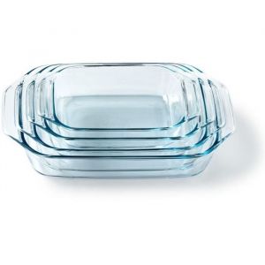 Pyrex Lot de 4 plats à four - Verre - Rectangulaire - 27/31/35/39 cm