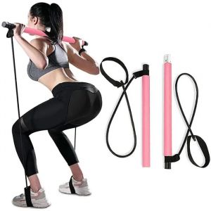 Barre Pilates/Yoga Multifonction Avec Bandes De R&eacute;sistance &iquest; Kit Portable Pour Entra&icirc;nement &Agrave; Domicile, C