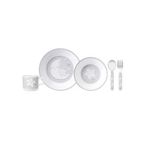 Saro Set d'alimentation Little Stars mélamine 5 pièces blanc/gris