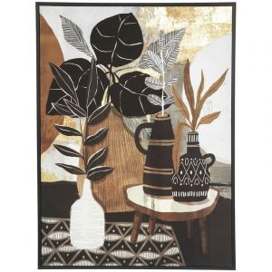 Atmosphera Tableau Toile murale imprimée et encadrée déco Plante 58 x 78 cm - Multicolore