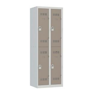 Vestiaire 2 colonnes - 2 cases - Gris perle et taupe
