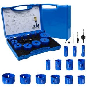 CCLIFE 18pcs Coffret de Scie Cloche HSS Bi-métal, lame scie metal Ø16-76mm avec boîte en plastique, profondeur de coupe 38mm, pour acier inoxydable PVC Panneau Plastique Bois