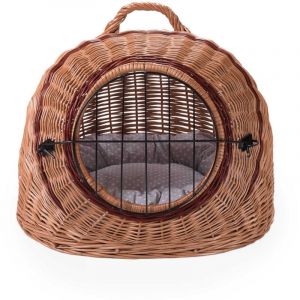 Wiklinowy Świat - Panier de transport en osier - Bo&icirc;te de transport pour chat et chien - Bo&icirc;te de transport pour animaux de taille moyenne et petite - Avec fermeture en m&eacute;tal - 45 x 35 x 40 cm