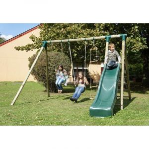 Image de Chalet et Jardin Chalet&jardin - PORTIQUE NAVAJOS - TOBOGGAN + 2 BALANCOIRES + 1 ECHELLE