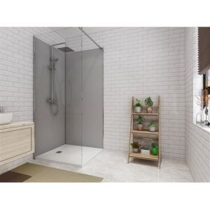 Lot de 2 panneaux muraux de douc gris en al ini avec profilés 2x L 90 x H 210 cm ITZIAR