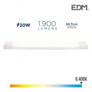 R&eacute;glette LED 20W 59,7cm Blanc - Luz fr&iacute;a 6400K