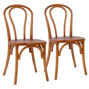 Oviala Lot de 2 chaises style bistrot en bois d'orme fonc&eacute;