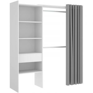 Dmora - Armoire Dober, Structure pour dressing, Portemanteau ouvert, 160x50h205 cm, Blanc et Gris