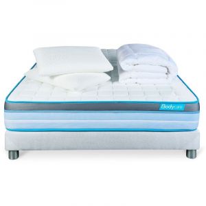 Body Care Pack PERFORM 140x200 Mousse à mémoire de forme ProfiZone 5 zones Ultra épaisseur + Couette + 2 oreillers 140 x 200 cm Blanc