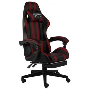 VidaXL Fauteuil de jeux vidéo et repose-pied Noir/bordeaux Similicuir