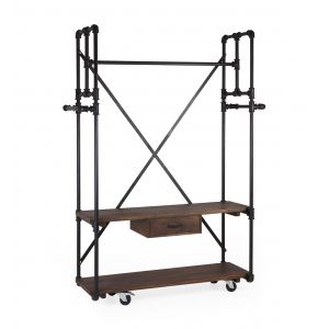 Décoration d'Autrefois Armoire 1 Tiroir Bois Metal Marron 135x55x188cm