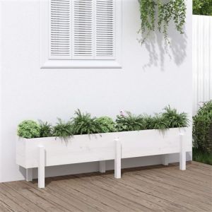 VidaXL Lit sur&eacute;lev&eacute; de jardin blanc 160x30x38 cm bois de pin massif